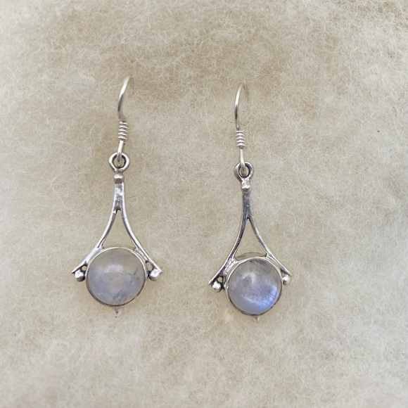 New Sterling silver earrings pair in Rose quartz or Moonstone,or Lapis or Garnet - Picture 2 of 5